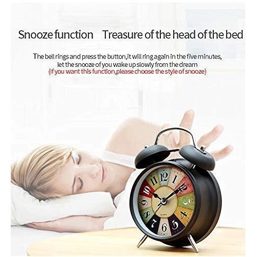 Sarth Shopobox Alloy Steel, Glass Twin Bell Edition Vintage Look With Night Led Display Table Alarm Clock, 12X10X6 Cm ((Vintage-Black))