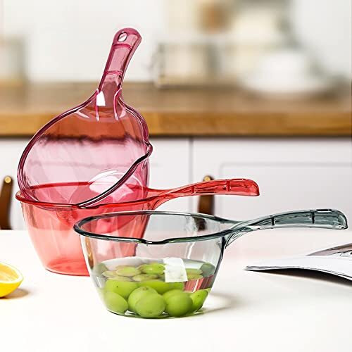 Wolpin Bathroom Mug With Handle Plastic (1 Piece) Transparent Mug For Kids, Washing, Vegetables, Cleaning Home, 1 Liter