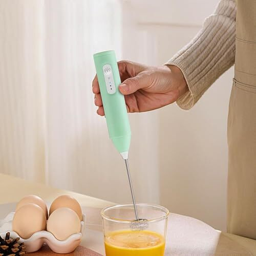 Scenty Rechargeable Handheld Milk Frother - 3-Speed Electric Foam Maker For Coffee, Coffee Frother Mixer, Stand-Up Design, For Cream, Latte, Cappuccino Type C Charging 1200 Mah Battery