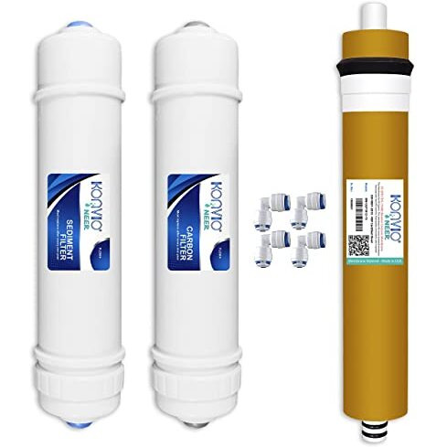 Konvio Neer 75 Gpd Ro Membrane, Carbon Sediment Filter, Inline Cartridge, High Tds Membrane For All Type Of Ro Water Purifiers (Gold)