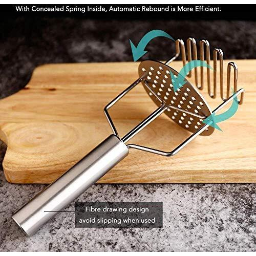 Xariya Stainless Steel Potato Masher | Pav Bhaji, Vegetable Smasher (Silver)