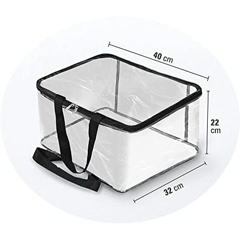 Hollio Transparent Pvc Storage Bag For Saree Covers With Zip,Clothes, Lehenga, Blankets, Bedsheets, Toys, Docs | Wardrobe Organizer | Clear Saree Bags Storage Storage Box Bag (Pack Of 4)