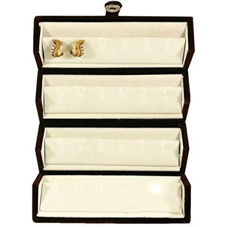 Atorakushon Women's Velvet Combo Jewellery, Ring, Earrings, Necklace Organizer Box (Red & Cream) Set Of 2