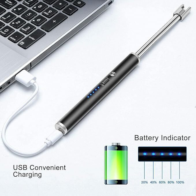 I K Impex Gas Lighter For Kitchen Rechargeable Electric Lighter For Stove, Candles, Pooja With Usb Charging Port Windproof, Usb, 360 Flexible Neck Arc Lighters (Multicolor)