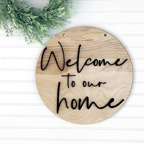 Shraddha Saburi Artwork Round Sign, Wood Sign, Tin Sign, Welcome To Our Home, Door Decor, Door Decoration, Wall Decoration, Wall Dcor | Door Hanging | Wall Hanging | Welcome Sign, Wall Art (10.5 X 10.5 Inch) Home Decoration
