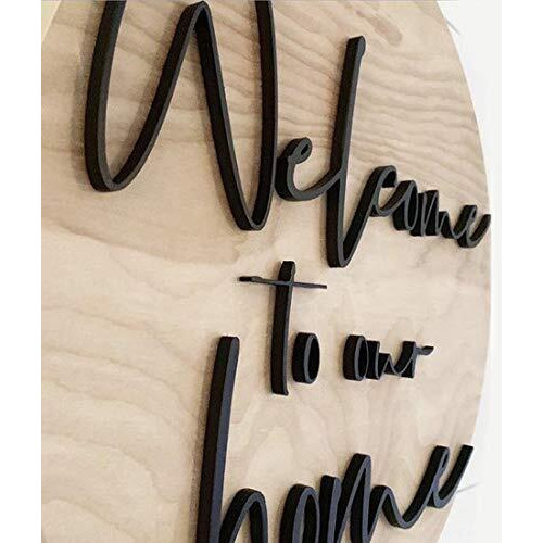Shraddha Saburi Artwork Round Sign, Wood Sign, Tin Sign, Welcome To Our Home, Door Decor, Door Decoration, Wall Decoration, Wall Dcor | Door Hanging | Wall Hanging | Welcome Sign, Wall Art (10.5 X 10.5 Inch) Home Decoration