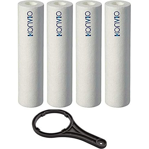 Konvio Neer Pre Filter Pp Spun Filter 10 Inch Size Compatible For 10 Inch Pre-Filter Housing Of All Water Purifier (4, Spun With Spanner)