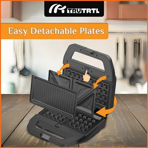 Trutrtl 3-In-1 Grill, Sandwich, Waffle Sandwich Maker | Removable Plates With German Greblon Non Stick Coating | 800W | Auto Cut-Off | Silver