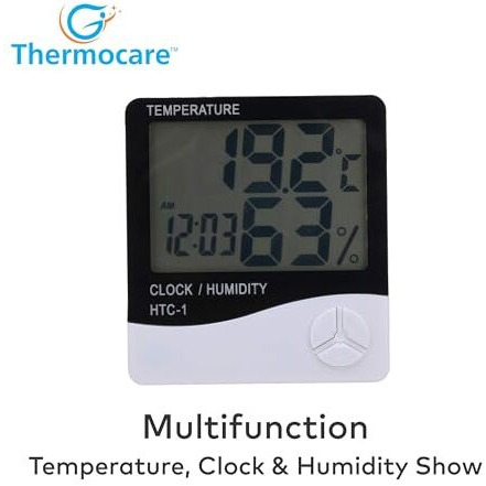 Thermocare Plastic Abstract Lcd Temperature Clock (White)(3.9Wx3.9Lx3.9H Inches) ,Pack Of 1