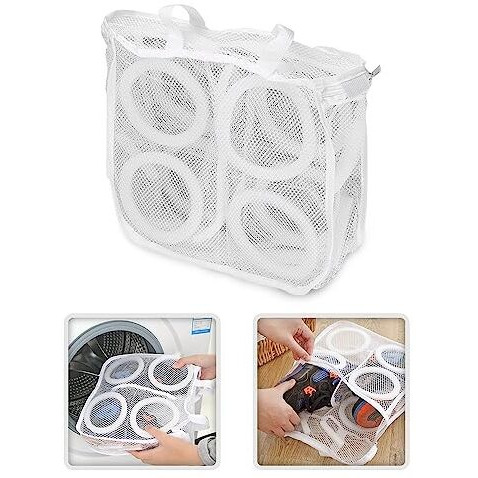 Freshdcart Fdca348 Shoes Wash Bags |Cloth Cleaning Bag | Travel Bag With Zipper Household Washing Machine Bag For Laundry Shoes, Socks, Cloth (38 X 30 X 12.5) (White, Pack Of 1, Polypropylene)