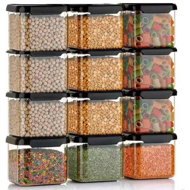 Tekcool Air Tight Kitchen Containers Set (Pack Of 10, 500 Ml) For Storage Pulses, Cereals, Grains, Dry Fruits, Pantry Organization And More, Food Grade, Bpa Free, Stackable, Transparent, Plastic