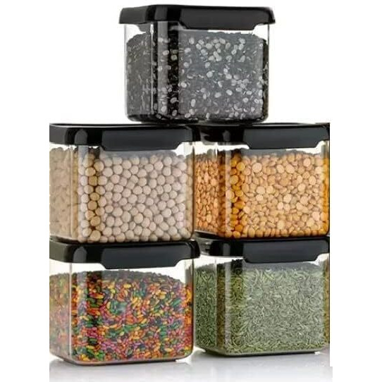 Tekcool Air Tight Kitchen Containers Set (Pack Of 10, 500 Ml) For Storage Pulses, Cereals, Grains, Dry Fruits, Pantry Organization And More, Food Grade, Bpa Free, Stackable, Transparent, Plastic