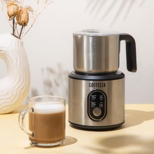 Coffeeza Frothimo Milk Frother For Coffee, 4 In 1 Electric Detachable Milk Frother And Heater | Made Of Stainless Steel With Hot & Cold Foam Function For Latte, Cappuccino, Macchiato, Hot Chocolate