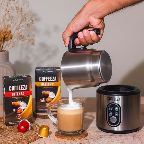 Coffeeza Frothimo Milk Frother For Coffee, 4 In 1 Electric Detachable Milk Frother And Heater | Made Of Stainless Steel With Hot & Cold Foam Function For Latte, Cappuccino, Macchiato, Hot Chocolate