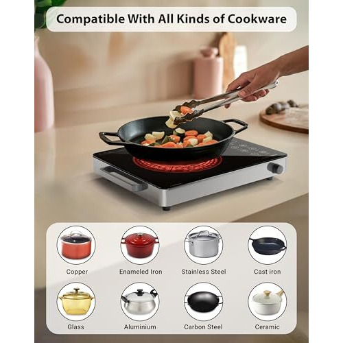 Fedus Elema 2200 Watts Infrared Cooktop, Energy Efficient Cook & Grill Infrared Stove, Electric Stove Chulha, Hot Plate Chula, Current Stoves Burner For Cooking All Cookware Compatibility