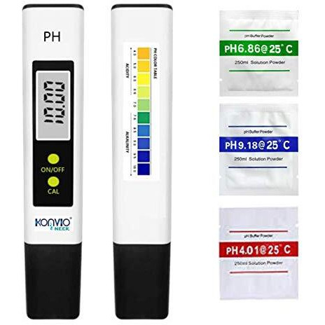 Konvio Neer Digital Ph Meter For Water Testing With 3 Buffer Powder, Automatic Lcd Ph Tester, Assorted
