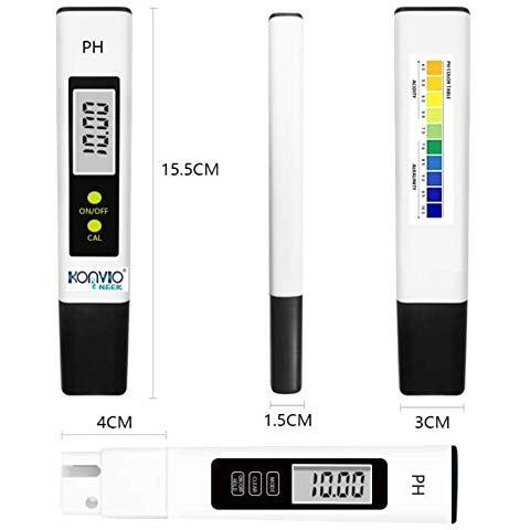 Konvio Neer Digital Ph Meter For Water Testing With 3 Buffer Powder, Automatic Lcd Ph Tester, Assorted