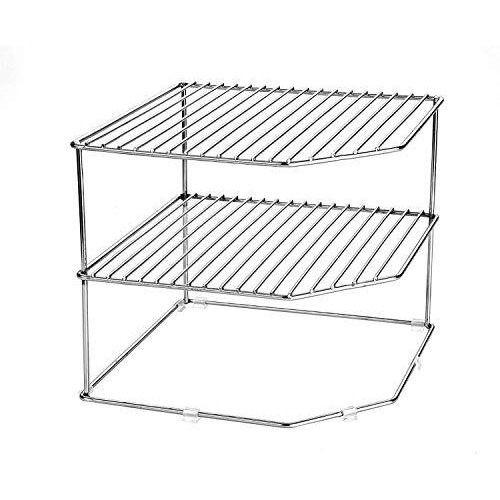 Cri8Hub Multipurpose Storage Corner Shelf For Plates,Bowls & Cups Dish Corner Rack Stand Shelves Holder ( Stainless Steel)