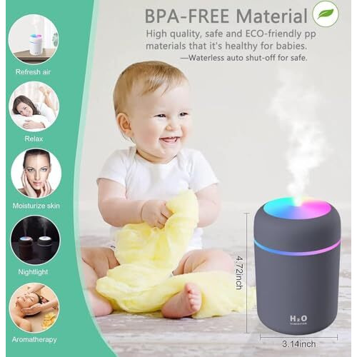 Pure Aroma Essential Oil Diffuser Humidifier For Room - Best Car, Home, Office Perfect Birthday, 300 Ml