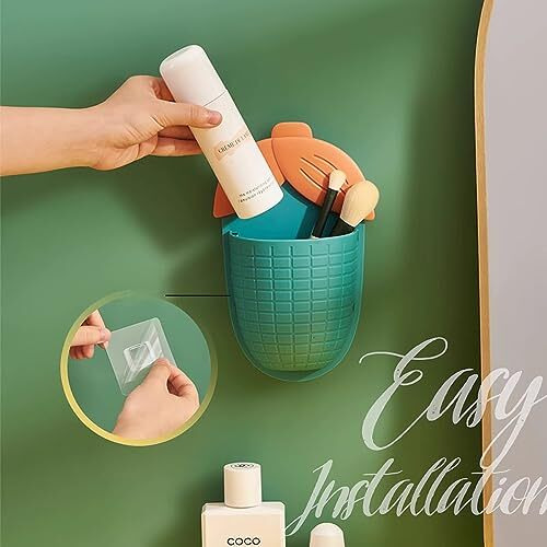 Wolpin Plastic Toothbrush Holders For Bathroom (Set Of 2 Pcs) Stand For Toothpaste, Comb, Brush, Cream, Lotion Kids Bathroom Cup Drain Waterproof Self-Adhesive, Sweet Corn