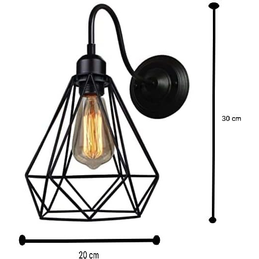 Groeien Antique Decorative Diamond Cage Wall Lamp Pendant Hanging Indoor Outdoor Light (Black, Bulb Not Included,Metal)