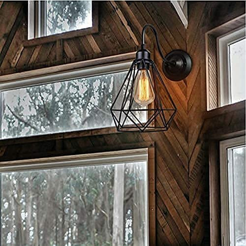 Groeien Antique Decorative Diamond Cage Wall Lamp Pendant Hanging Indoor Outdoor Light (Black, Bulb Not Included,Metal)