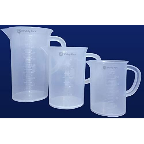Widely Pure Measuring Jug Set 1000Ml, 500Ml, 250Ml With Handle Plastic Transparent Combo Pack Molded In Polypropylene