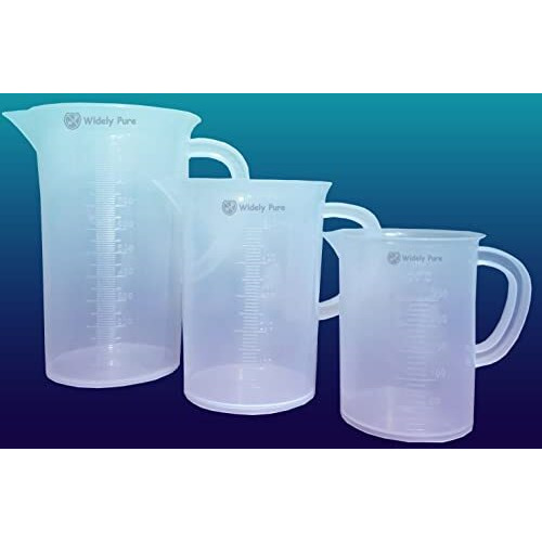 Widely Pure Measuring Jug Set 1000Ml, 500Ml, 250Ml With Handle Plastic Transparent Combo Pack Molded In Polypropylene