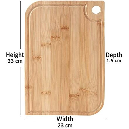 Inovera (Label) Bamboo Kitchen Vegetables Fruits Chopping Cutting Board With Juice Groove, 33L X 23B X 1.5H Cm, Brown (Bamboo Wood)