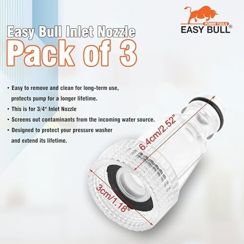 Easybull Inlet Nozzle Pack Of 3 Suitable For Starq Jpt Resqtech Bosch Karcher Pressure Washers