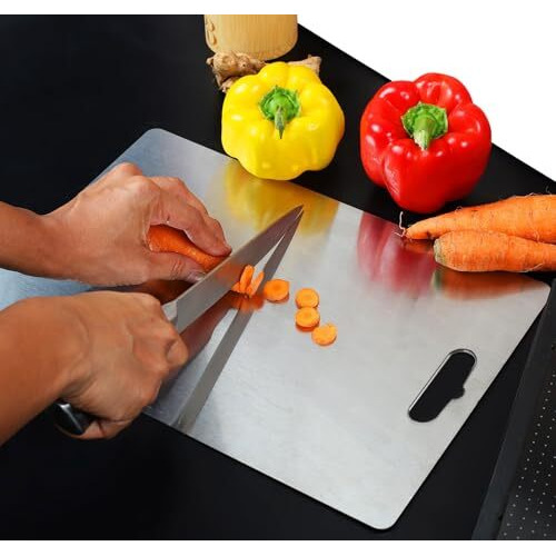 Aadhik Chopping Board Stainless Steel Medium Size Metal Cutting Kitchen,Heavy Duty Choping-Board Vegetable,Fruit Cutter, Meats Vegetable Chopper Boards,Safe Durable -33Cm*22Cm