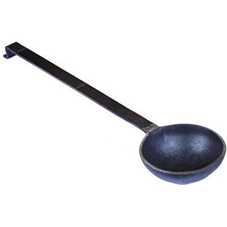 Avvai's Kitchen Iron Tadka Pan/Fry Pan With Long Handle - Traditional Type Pan, 9Cm, Black