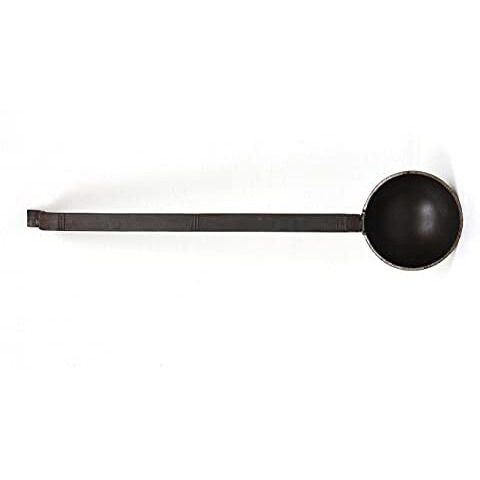 Avvai's Kitchen Iron Tadka Pan/Fry Pan With Long Handle - Traditional Type Pan, 9Cm, Black