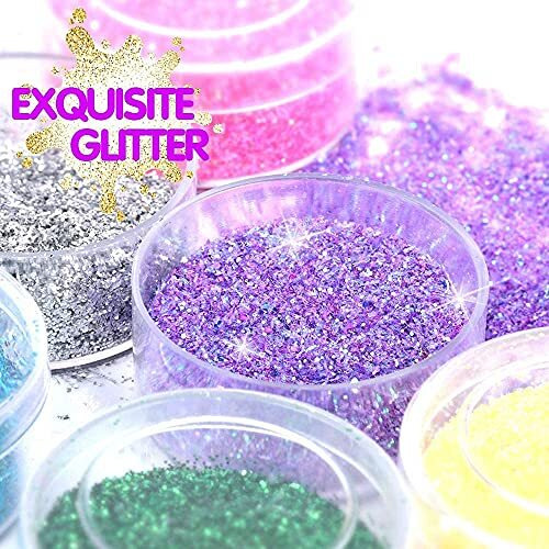 Jhintemetic 12 Colors Fine Glitter Set For Resin, Arts And Craft Supplies, Festival - Set Of 12, Multi