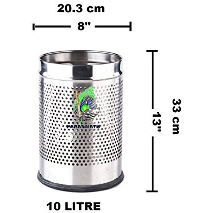 Parasnath Perforated Open Bin Stainless Steel Dustbin (8''X13'' 10 Litre)