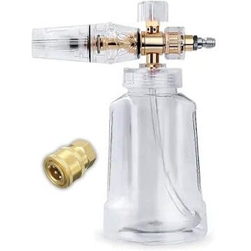 Jpt New Advance Transparent Adjustable Pro Foam Cannon For Thick Clinging Foam With 1000 Psi | 70 Bar | 1.1Mm Orifice | Brass + Abs Nozzle | 1/4" Quick Connector Included