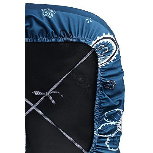 Cortina Corporate Office Chair Covers | Removable Chair Protector | Executive Rotating Chair Seat Case | Stretchable Elastic Polyester Spandex Fabric | Floral Print  Blue 1 | Chair Cover Set Of 1