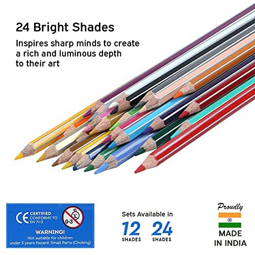Doms 12 Shades Super Soft Color Pencils Flat Tin Box | Smooth Color Application | For Blending & Experimenting Different Art Strokes | Non-Toxic & Safe For Childrens | Pack Of 1