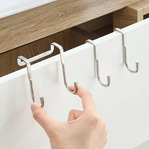 Wolpin 2 Pcs Over The Door Hook Hanger Wall Organiser Detachable Hook Rack For Hanging Towel | Clothes Hanger | Multipurpose Stainless Steel Hooks Nail-Free
