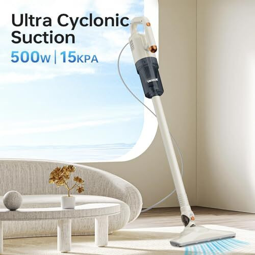 Un1Que 2 In 1 Handheld & Stick Vacuum Cleaner For Home,500W Handheld Vacuum With 15000Pa Suction, 0.8L Washable Hepa Filter,Adjustable Head, Bagless Dry Vacumming,Deep Clean For Hard Floor,Carpet
