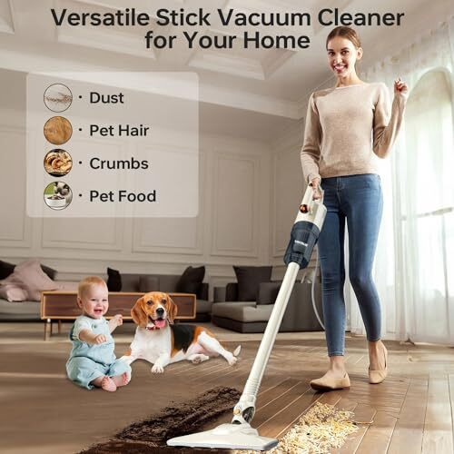 Un1Que 2 In 1 Handheld & Stick Vacuum Cleaner For Home,500W Handheld Vacuum With 15000Pa Suction, 0.8L Washable Hepa Filter,Adjustable Head, Bagless Dry Vacumming,Deep Clean For Hard Floor,Carpet