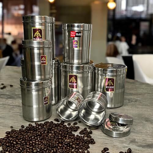 Kitchen Next (Muke Stainless Steel Dibba Kitchen Storage Container Food Grade Dabba 500Ml To 5Kg, 9Pcs,Silver