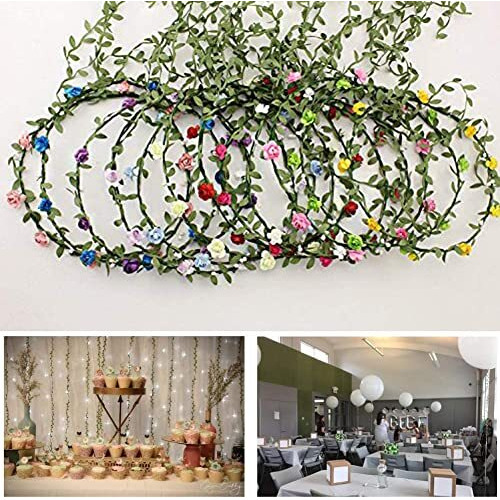 65 Ft Artificial Vines,Artificial Eucalyptus Leaf Garland Fake Hanging Plants Leaves Wreath Foliage Green Leaves Ribbon Decorative Wreath Accessory Wedding Wall Crafts Party Dcor Cottagecore