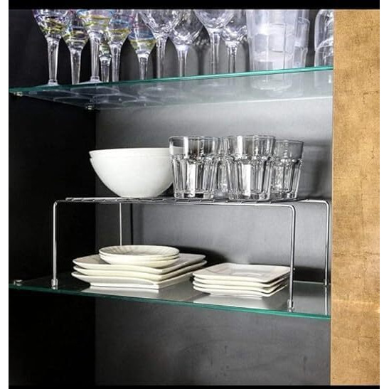 Cri8Hub Pack Of 4Pcs Stainless Steel Kitchen Dish Rack Expandable Storage Shelves For Kitchen Cabinets Multipurpose Organizer Extend With Anti-Rust Nano Coating (Pack Of 4), Storage Rack