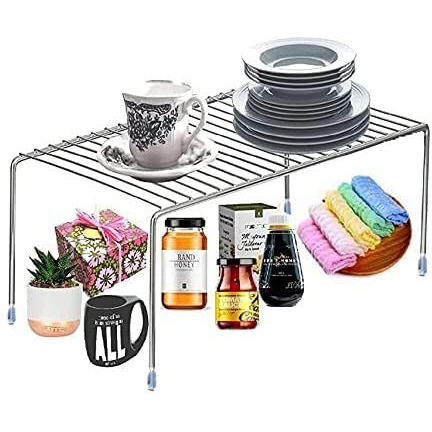 Cri8Hub Pack Of 4Pcs Stainless Steel Kitchen Dish Rack Expandable Storage Shelves For Kitchen Cabinets Multipurpose Organizer Extend With Anti-Rust Nano Coating (Pack Of 4), Storage Rack