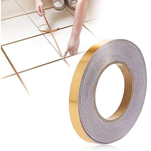 Jb Export 50 Meters Golden Tape, Home Floor Wallpaper Waterproof Tiles, Tile Gap Tiles Stickers For Floor - 0.5 Cm Wide, Gold