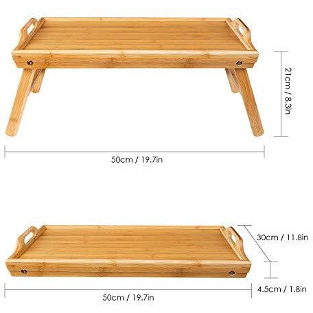 Snazzy Bamboo Wood Foldable Food Tray Breakfast Table Eating Serving Bed Tray Study Laptop Bed Serving Tray With Legs For Home,Beige,30 Cm,50 Cm