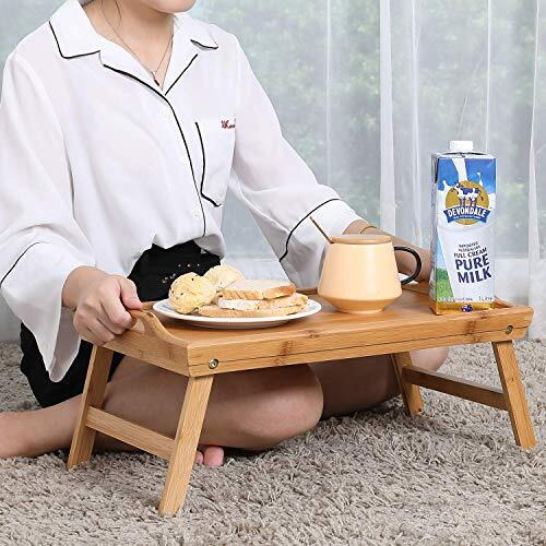 Snazzy Bamboo Wood Foldable Food Tray Breakfast Table Eating Serving Bed Tray Study Laptop Bed Serving Tray With Legs For Home,Beige,30 Cm,50 Cm