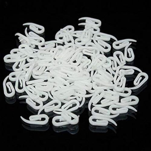 Mhs Curtain Hooks For M Track, White Nylon Plastic, Rust-Free, Pack Of 100 Pcs - Durable