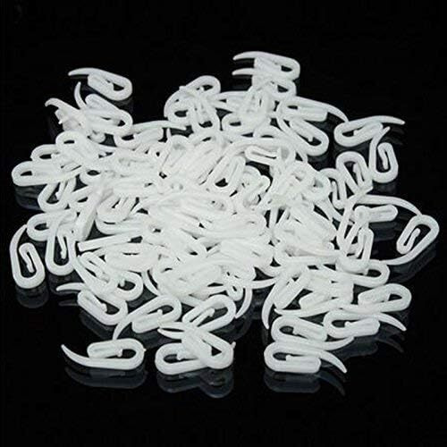 Mhs Curtain Hooks For M Track, White Nylon Plastic, Rust-Free, Pack Of 100 Pcs - Durable